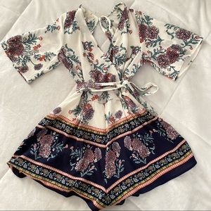 Floral Wrap Front Romper